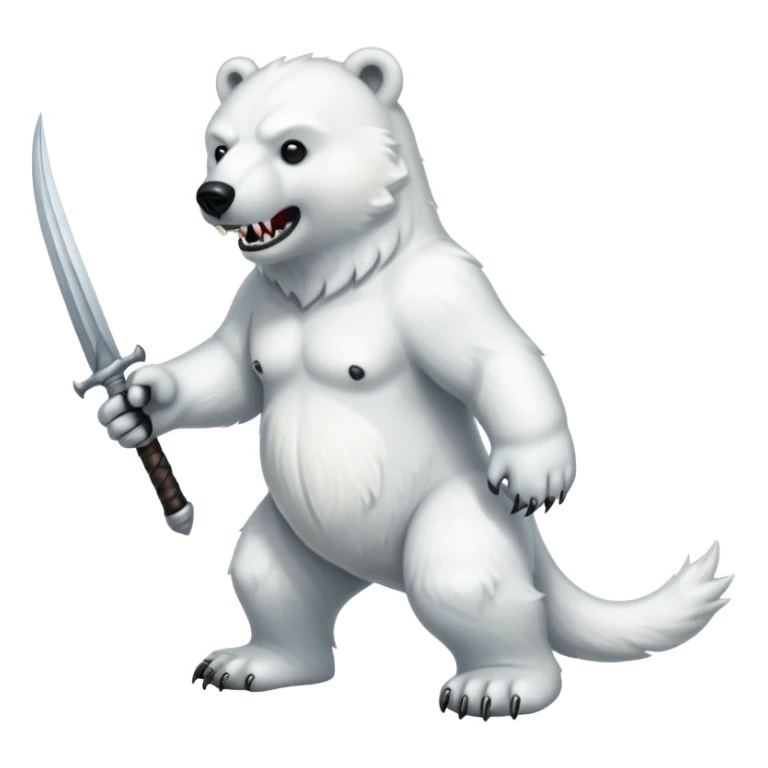 Polar bear with saber fangs and a wolf’s tail; full body sticker