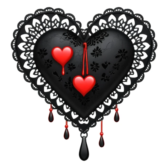 goth themed heart with a black lace fan sticker
