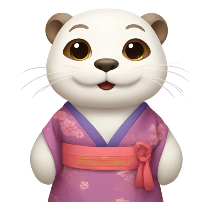 a otter face wearing traditional korean hanbok sticker
