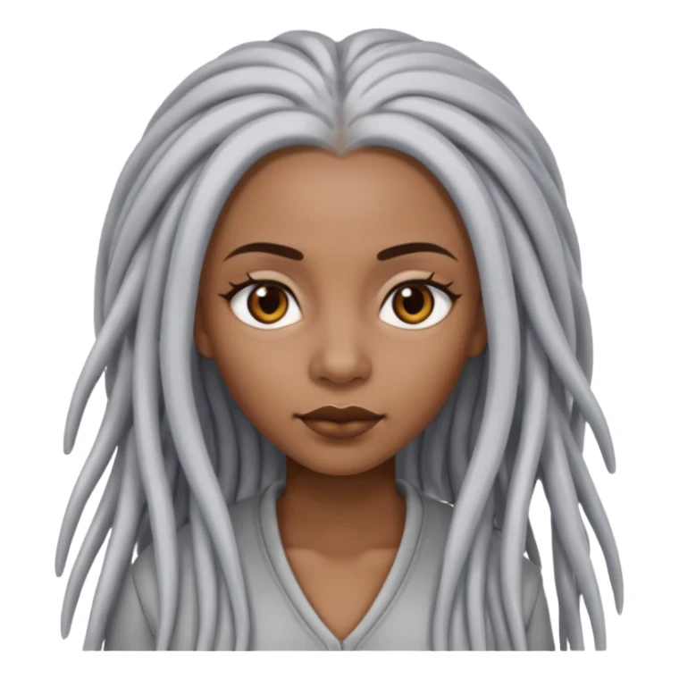 black woman with grey eyes with long silver dreadlocs sticker