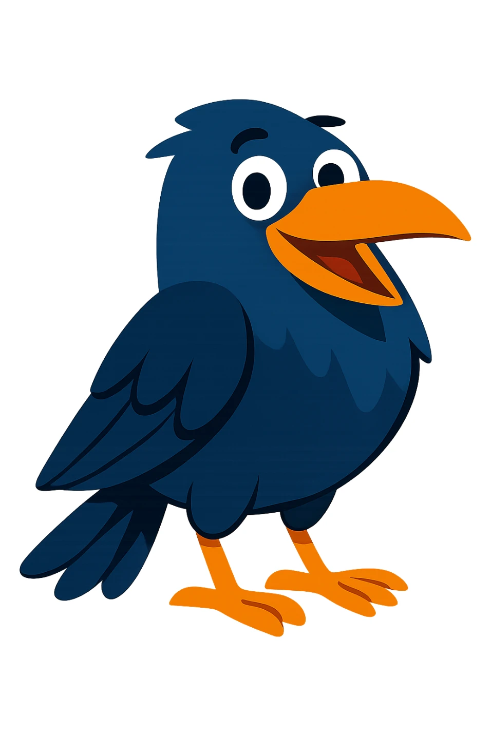 blue raven, playful, cartoonish sticker