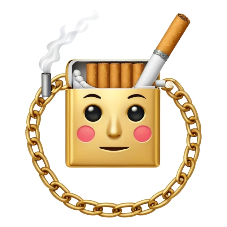 Cigarette with a face wearing a gold chain sticker