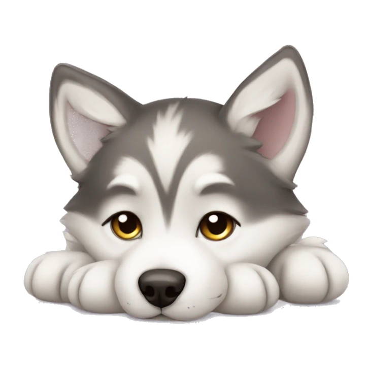 Cute little husky puppy wanting to nap sticker