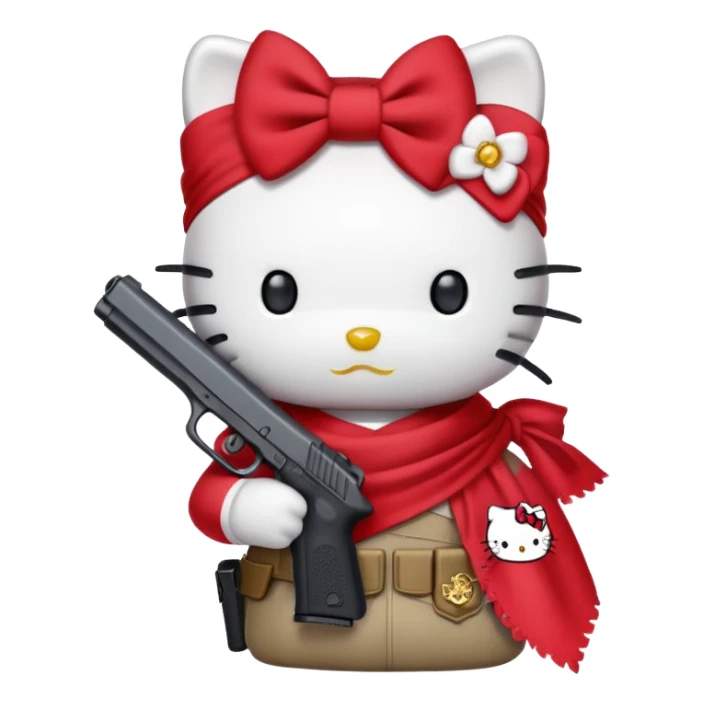 Hello kitty with a Glock and red bandanna  sticker