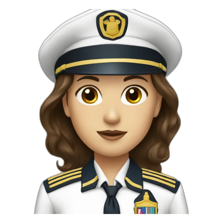 female boat captain brunette white uniform sticker