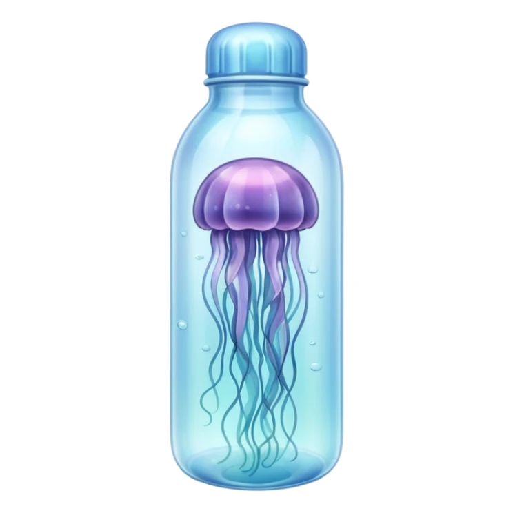 sea jellyfish stuck leg in plastic bottle sticker