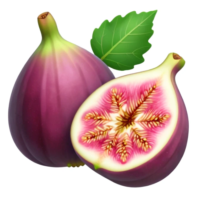 Please create a emoji of a cross-section of a fig with a small leaf sticker