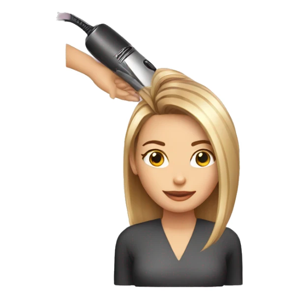 hairdresser doing hair straightening on a client sticker