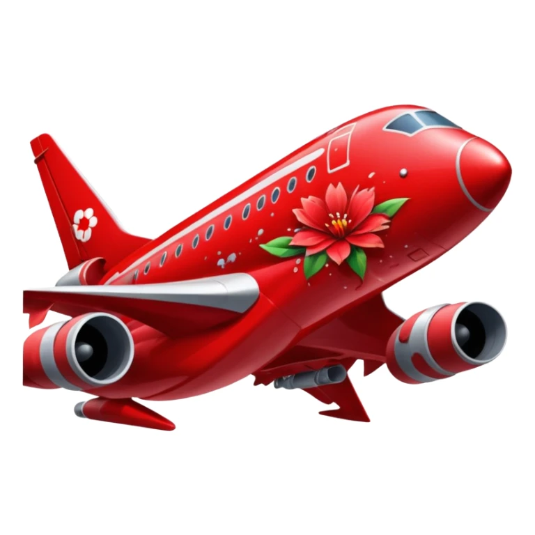 a red flower splashed in red paint on the side of a space jet fuselage sticker