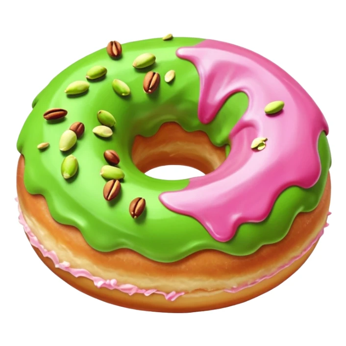 donut with green & pink swirled frosting & pistachio pieces sticker
