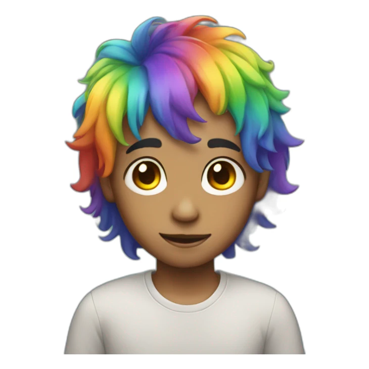 Boy with rainbow eyes and rainbow hair  sticker