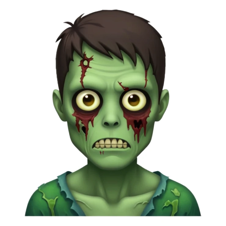 pretty brunette zombie man with green skin sticker