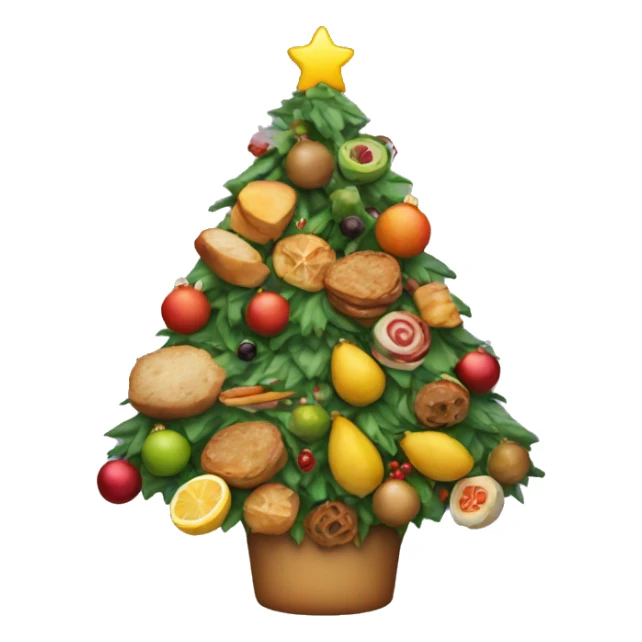 Christmas tree with a bunch of food on it sticker