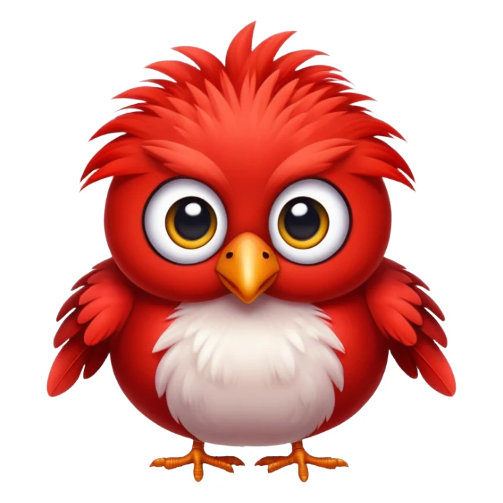 adorable round red bird with big eyes sticker
