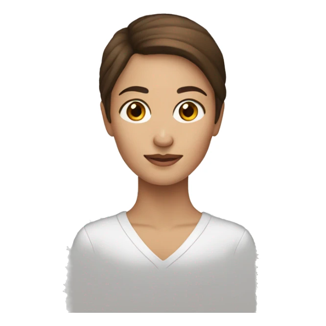 create a emoji a woman with brown eyes, brown hair sticker