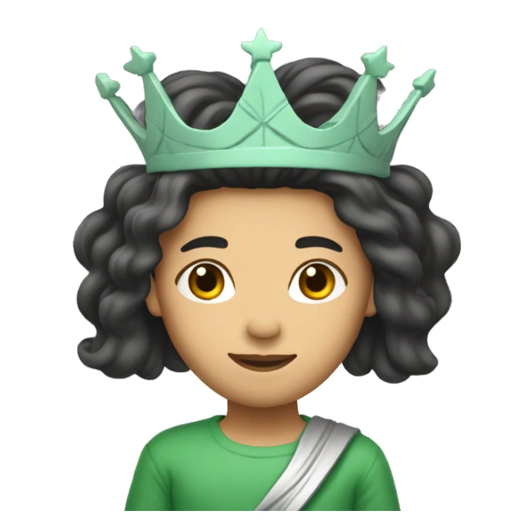 long hair asian with statue of liberty crown sticker