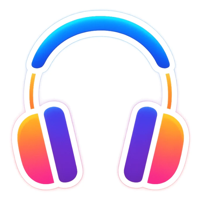 headphones with glowing neon effect, vibrant colors, glowing outline on dark background sticker