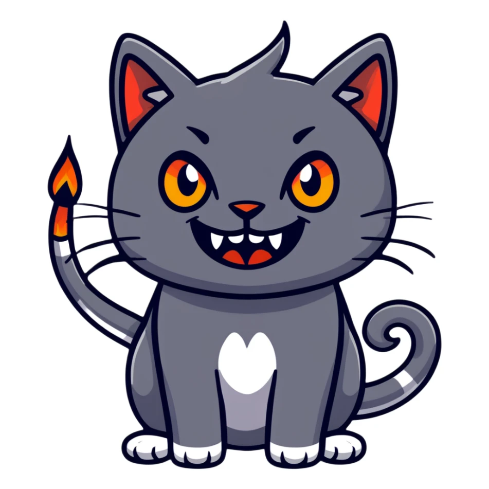 mad cat with fiery eyes and showing teeth sticker