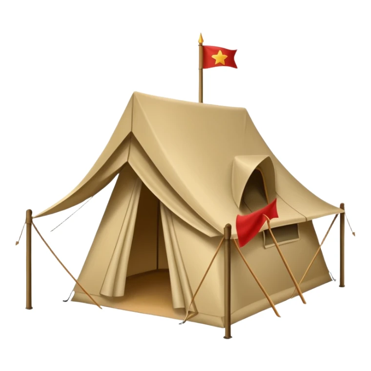Make the military tent look much bigger and more impressive, suitable for an Army General, in apple style emoji. sticker
