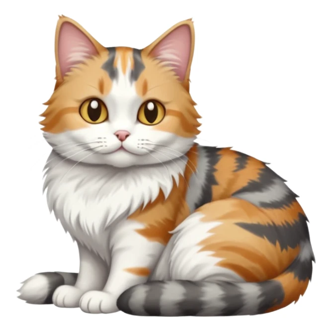 full body colourful light patched calico + white tabby cat cuddling a big grey and white tabby cat  sticker