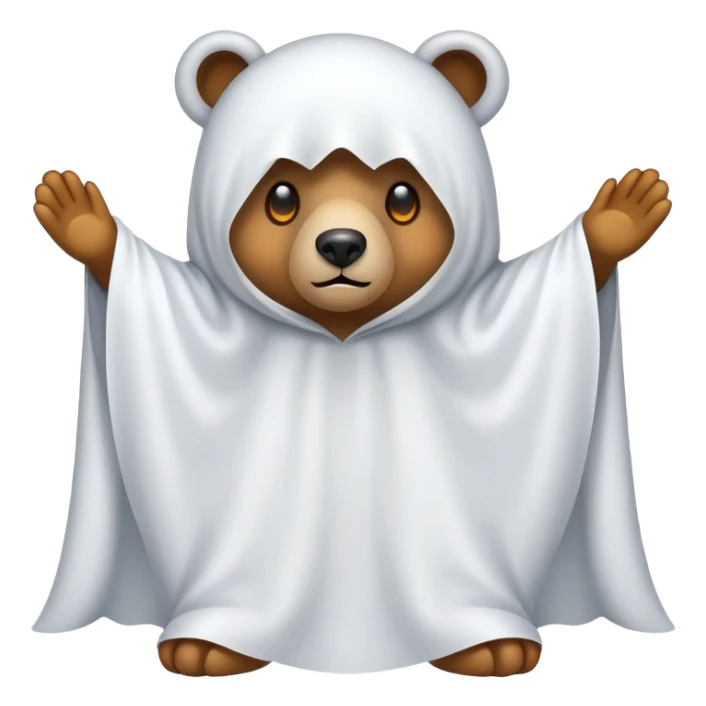 Bear dressed as ghost in sheet with eyes cut out  sticker