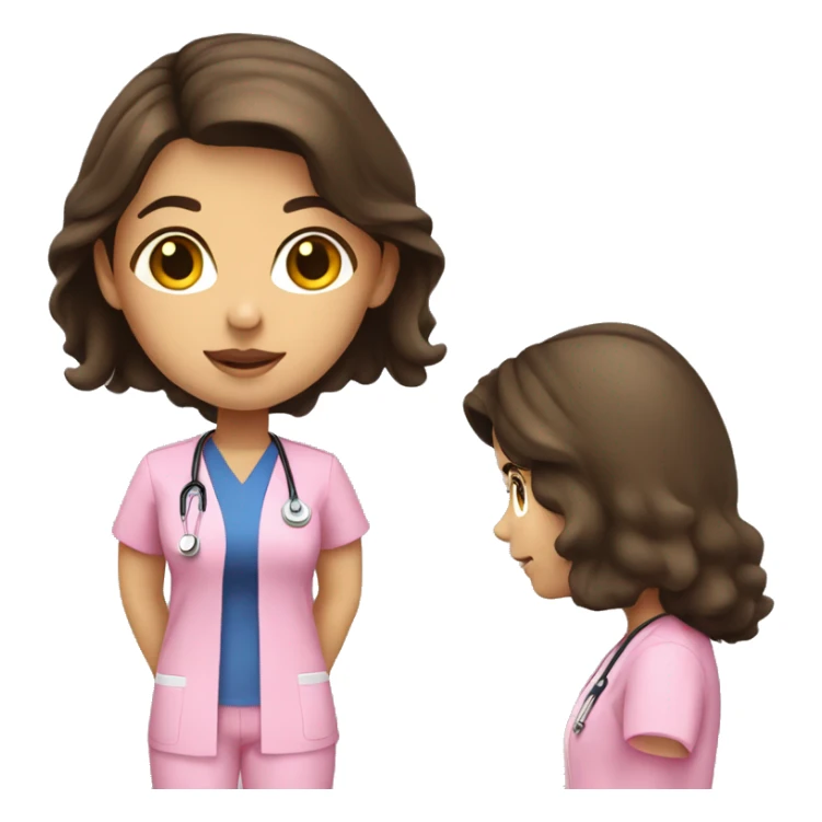 Brunette nurse in pink scrubs sticker