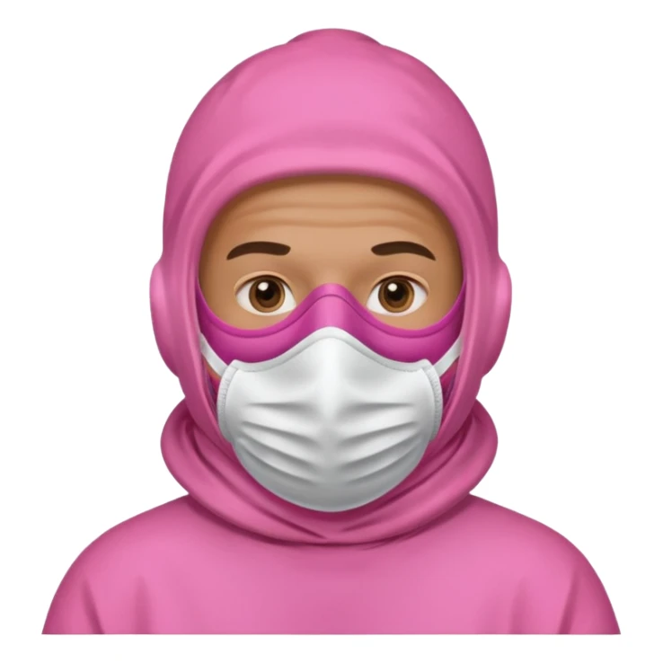 man in pink protection clothes with full-faced pink mask covered whole face sticker