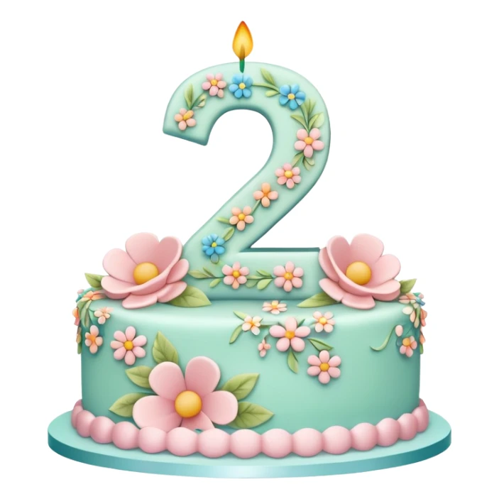 make a floral pastel cake that is aesthetic with the number 2 and 0 on it sticker