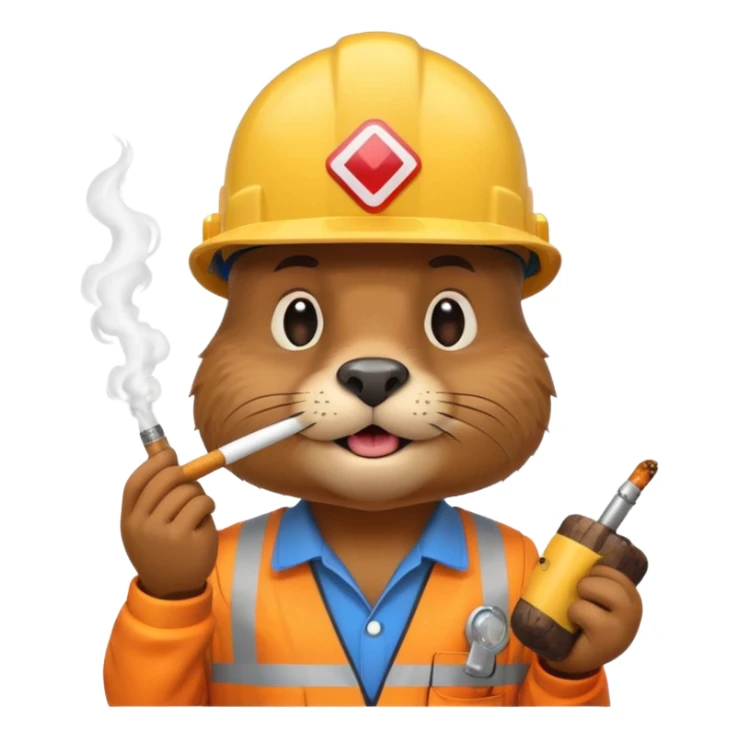 beaver smoking wearing a hard hat emojis funny sticker