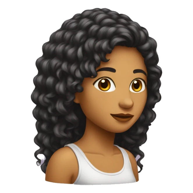 Ado fille métisse cheveux long debout et boucle sticker