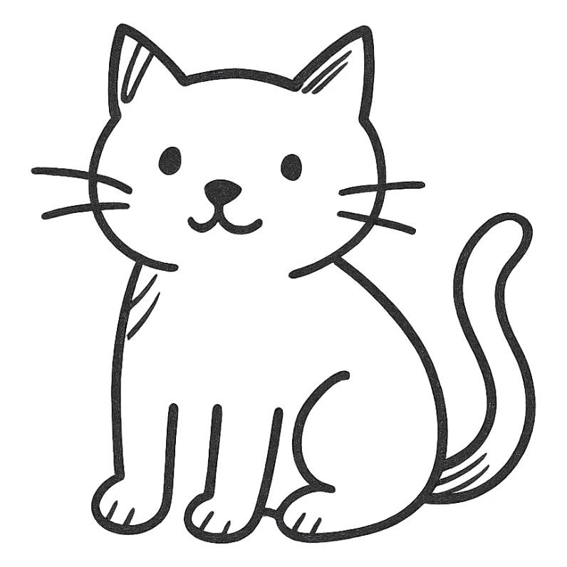 cat, sketchy lines, playful, no fill, hand drawn icon style sticker