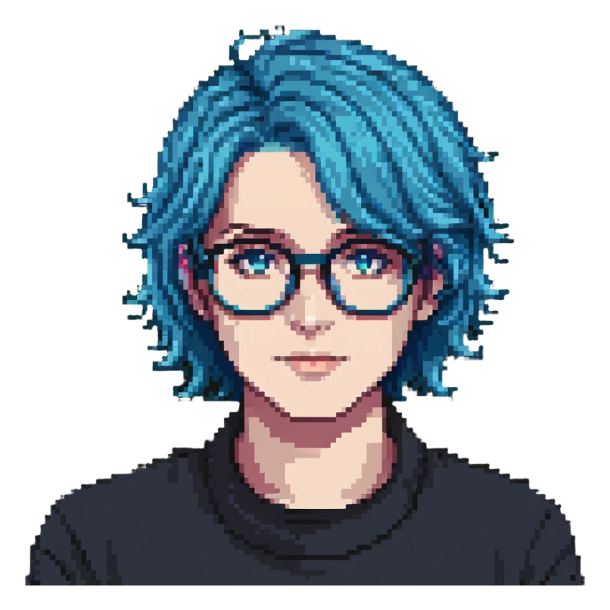 Michou, French YouTuber with blue hair and glasses sticker