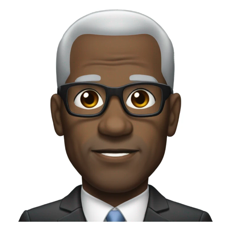 old deon sanders with small round face and suit and glasses and buzz cut and small black eyes and small gray bearded and small black eyes and wrinkled forehead sticker