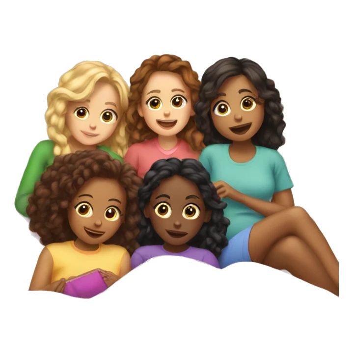 4 girls having a sleepover during Christmas  sticker