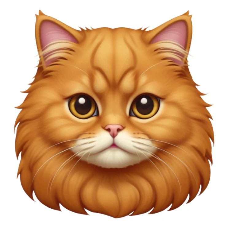 cinematic-adorable-big-eyed-fluffy-solid ginger-persian-cat-portrait-emoji,-head-tilted-playfully-with-a-sweet-expression,-fluffy-ginger-fur,-simplified-yet-irresistibly-cute-features-with-large,-expr sticker