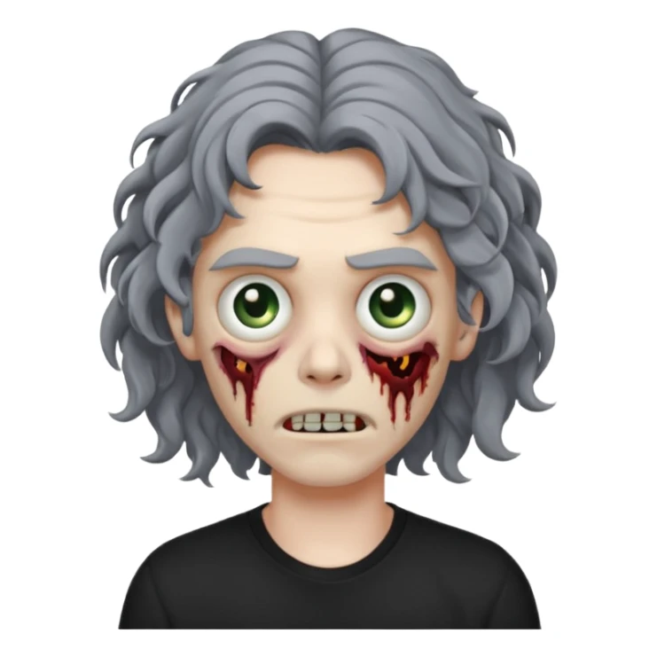 zumbie cabelo ondulado de camisa preta sticker