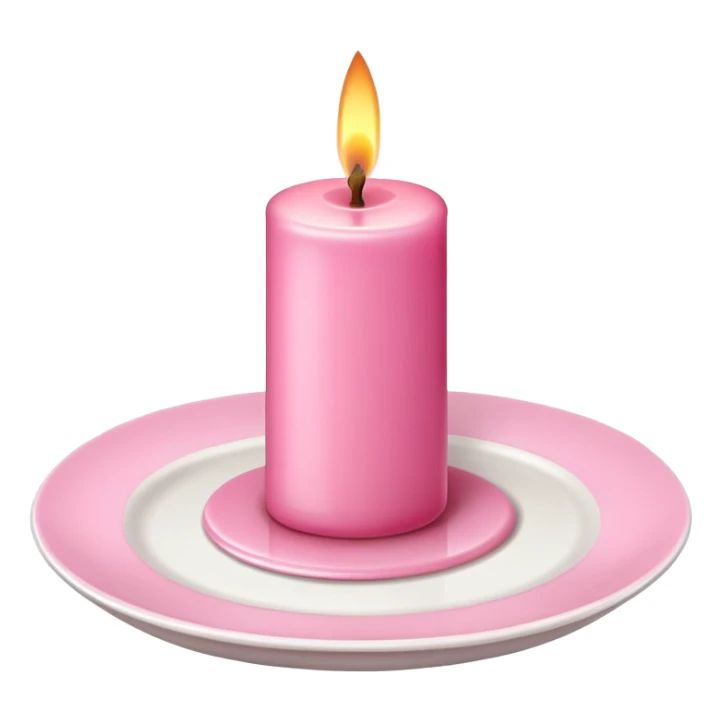 Pink candle on top of white plate  sticker