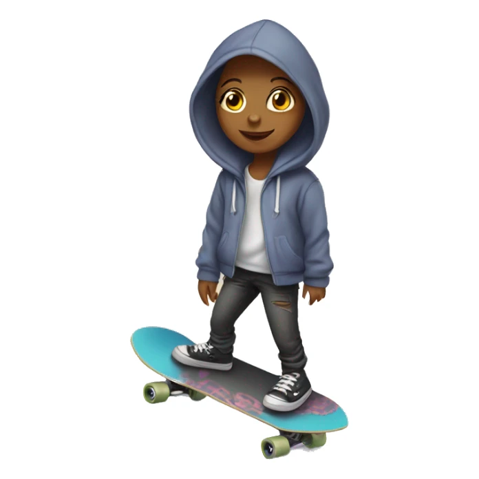 Girl with hoodie and skateboard  sticker
