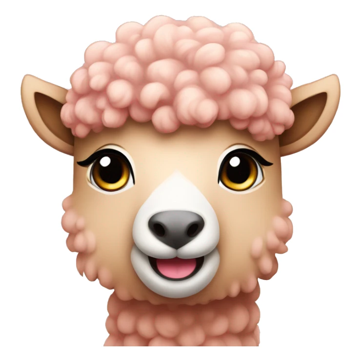 Cute curly pink Alpaka full size sticker