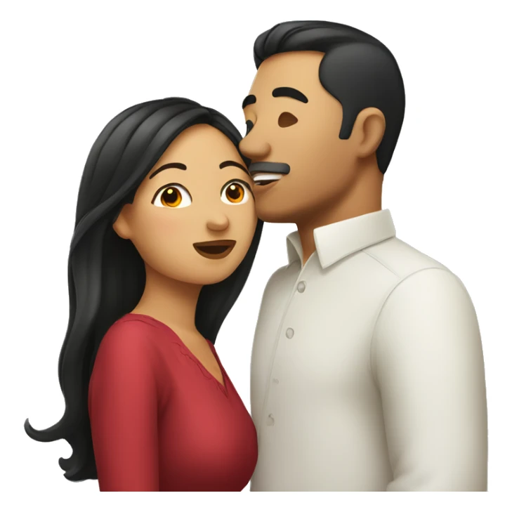 Mexican woman and Asian man kissing  sticker