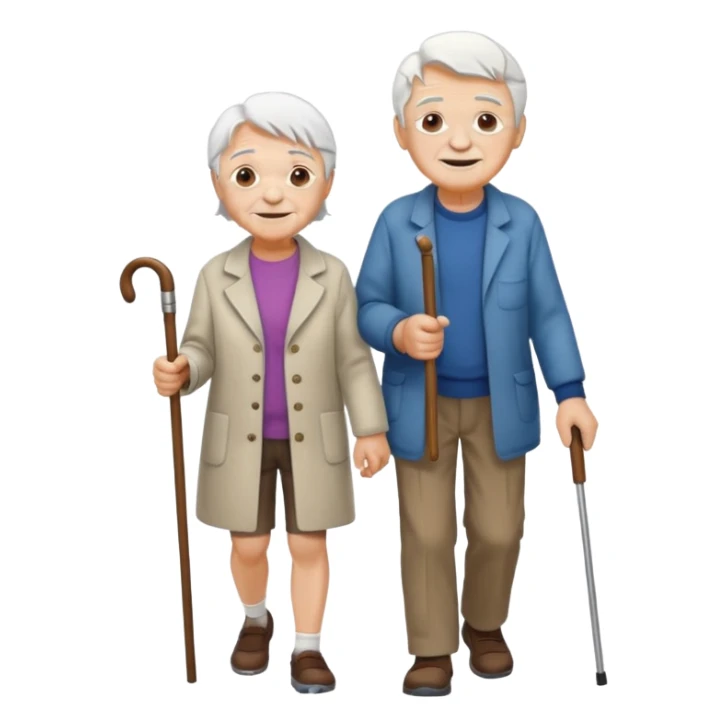 Old person with a cane and a young person walking  sticker