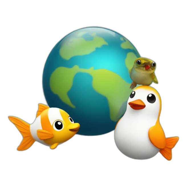 Œuf avec une citrouille avec un pingouin et avec un poisson globe sticker