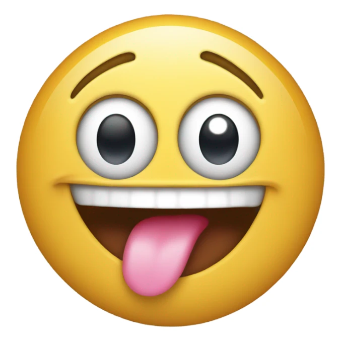 smiling face, tongue out, open ey sticker