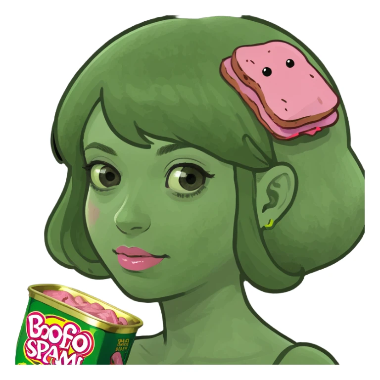 kawaii girl with pink spam meat sticker
