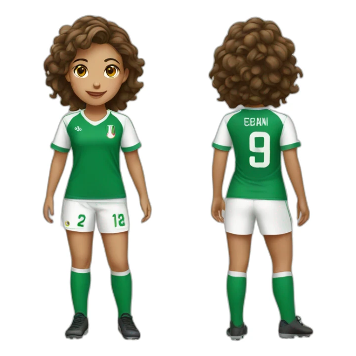 Girl with an algerian soccer jersey sticker