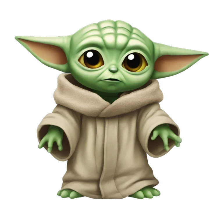 angry baby yoda with hand  sticker