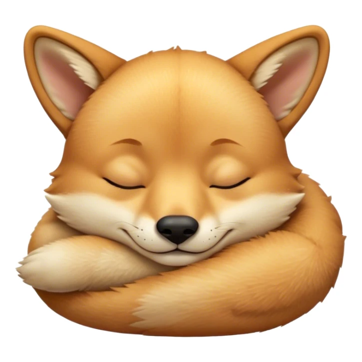 Meme-Worthy Cute Sleeping Dingo Portrait Emoji, Head resting peacefully with a contented smile, showcasing a lean build and a luxuriously soft sandy fur, eyes shut in a serene, restful nap, Simplified yet hilariously adorable features, highly detailed, glowing with a soft, drowsy light, high shine, relaxed and utterly lovable, stylized with an air of playful laziness, bright and heartwarming, soft glowing outline, capturing the essence of a comically sleepy dingo, so meme‐worthy it feels like it could instantly become the next viral sensation of adorable outback slumber! sticker