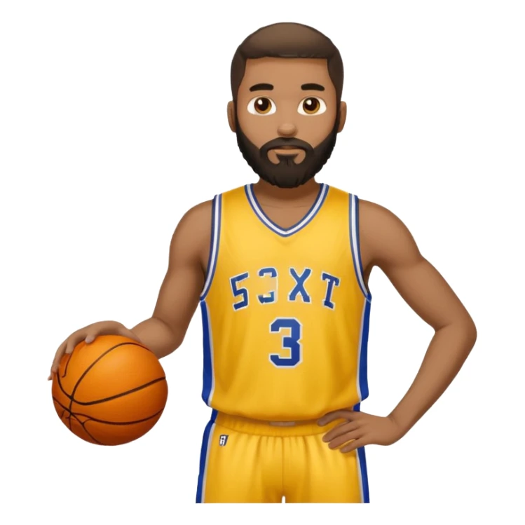 Man with yellow basketball jersey with medium sized beard and low cut hair African American  sticker