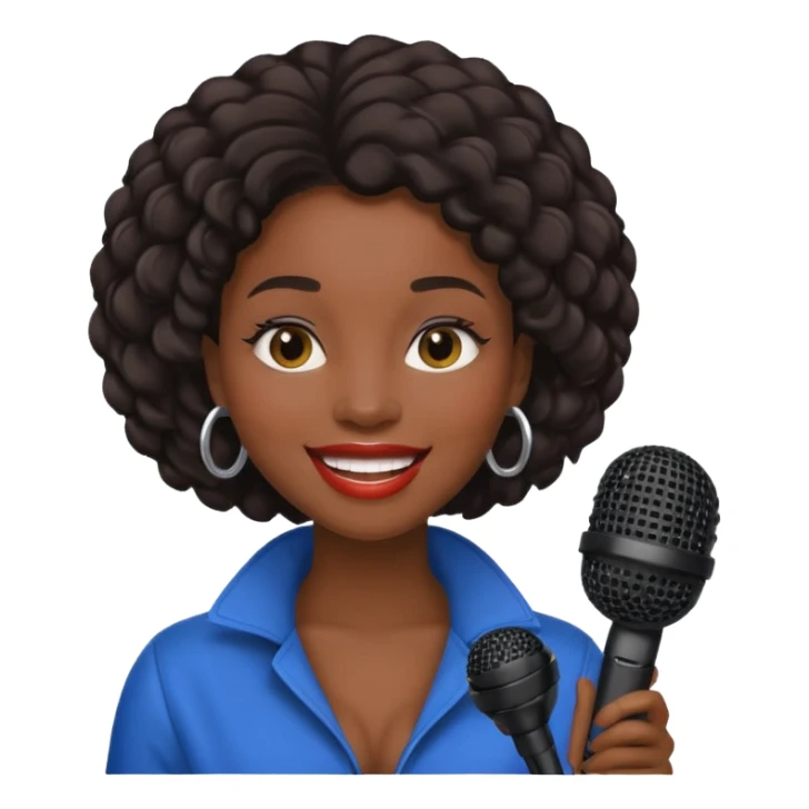 black skin woman, singer, hold micro sticker