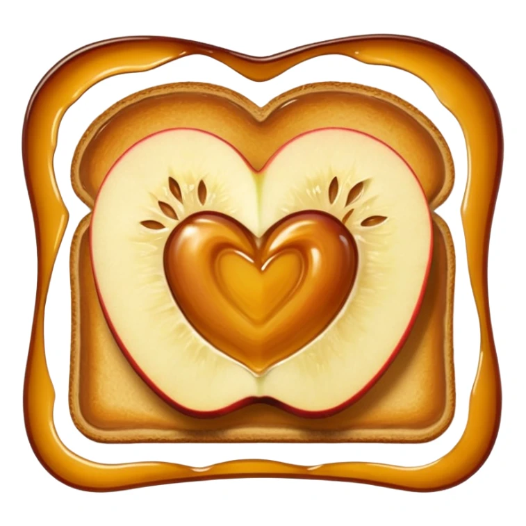 toast with apple slices on top, apples with a touch of caramel sticker